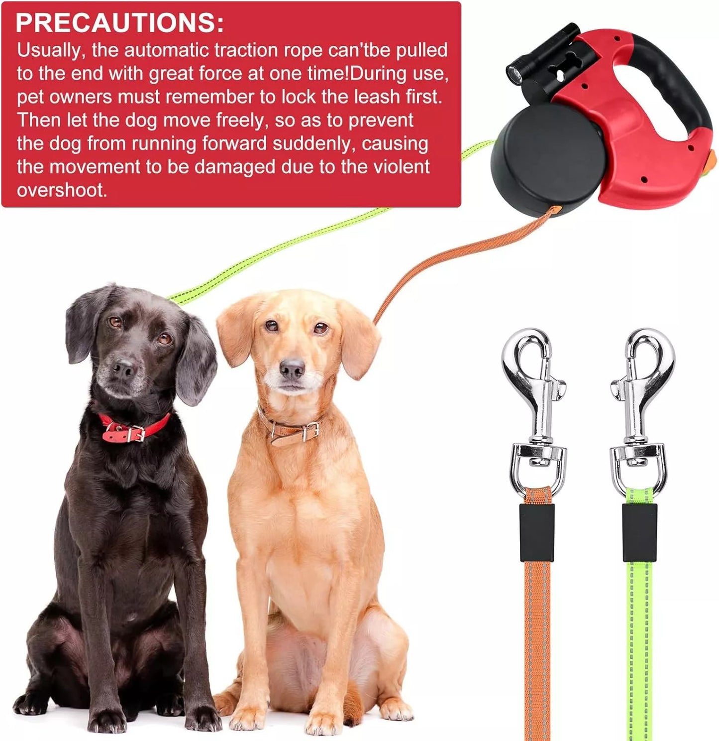 ARENVIA - Retractable Lead Leash Double Dual Doggie 2 Dog 50 Pounds For Pet