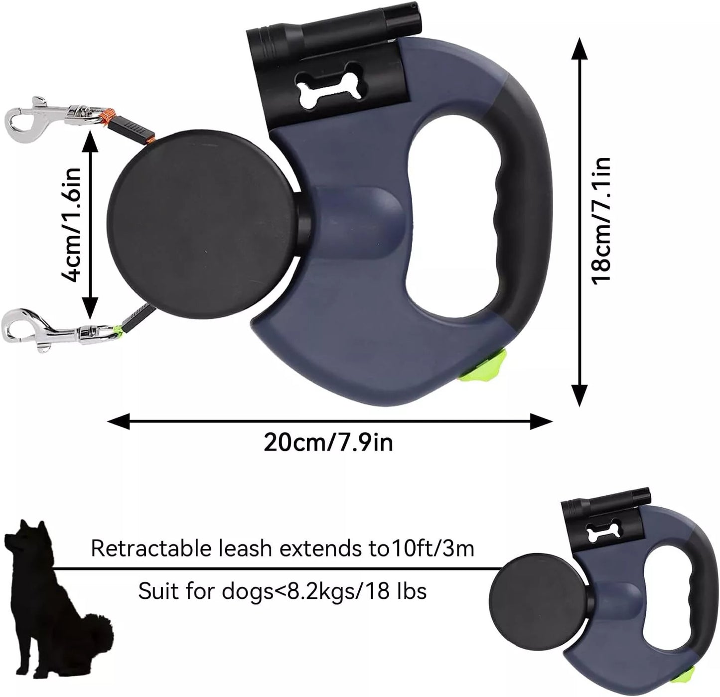 ARENVIA - Retractable Lead Leash Double Dual Doggie 2 Dog 50 Pounds For Pet