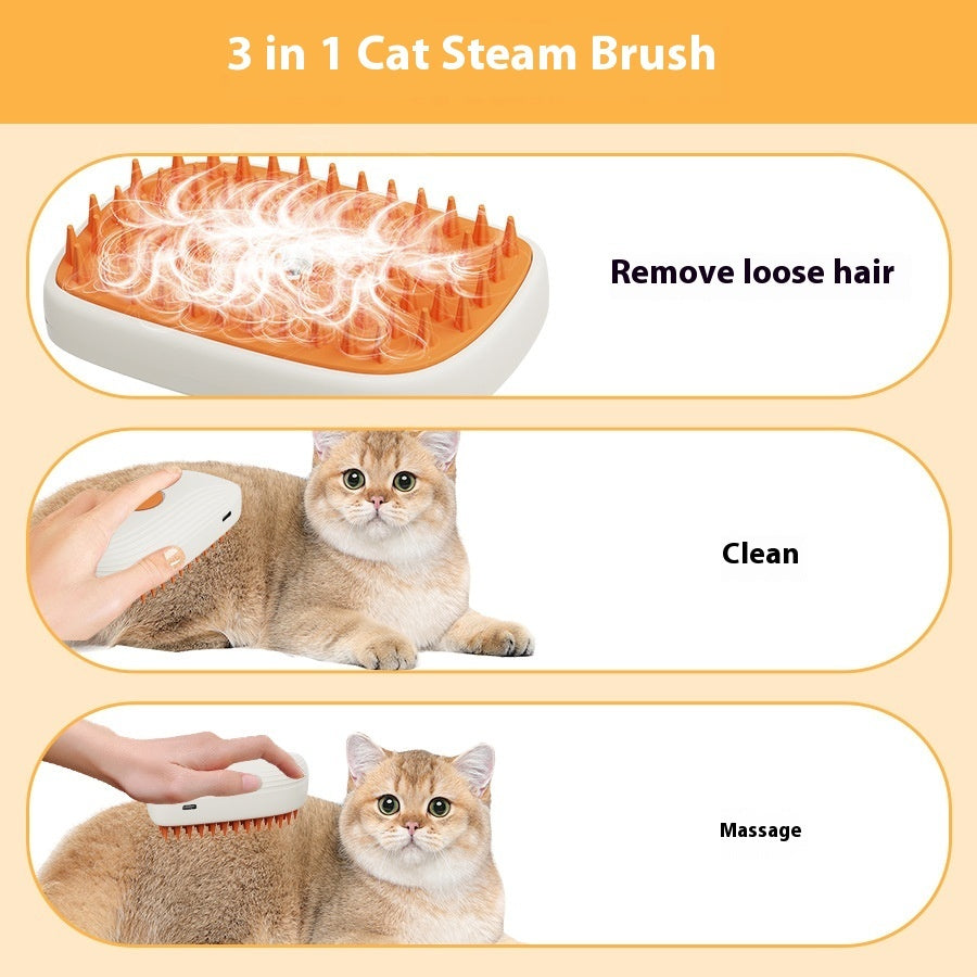 ARENVIA - USB Rechargeable Pets Steam Brush Spray Massage Comb Pet Grooming Tools Cat Steam Comb Pet Products