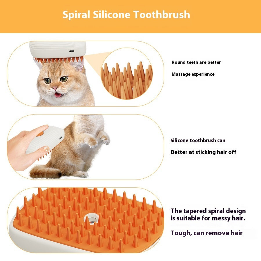 ARENVIA - USB Rechargeable Pets Steam Brush Spray Massage Comb Pet Grooming Tools Cat Steam Comb Pet Products