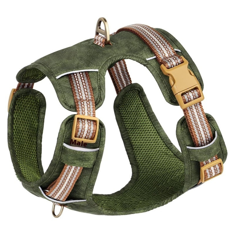 ARENVIA - Explosion-proof Reflective Retro Leather Pet Harness