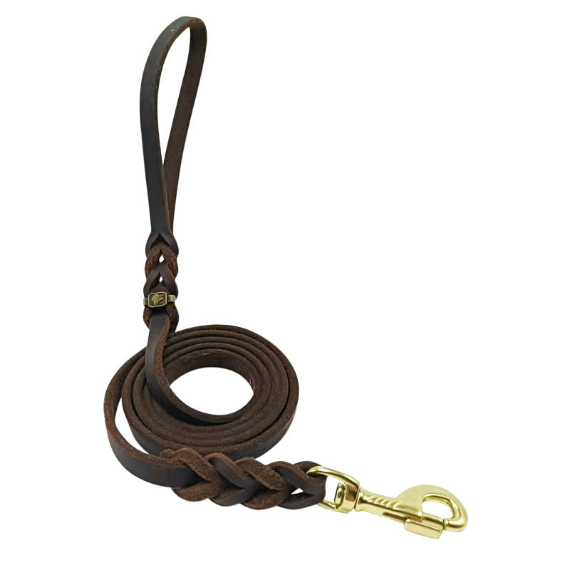 ARENVIA - Pet Supplies German Shepherd Hand Holding Rope Cowhide Dog Leash Hand-knitted Medium And Large