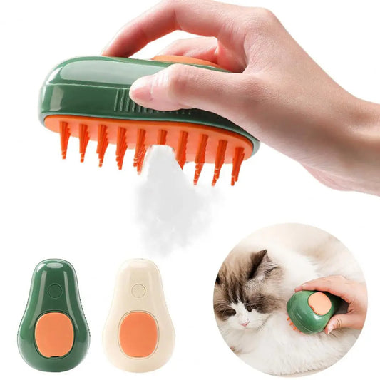ARENVIA - Steamy Cat Brush Cat Dog Grooming Comb Electric Self Cleaning Steam Cat Brush For Massage Avocado Shape Pet Spray Cat Grooming