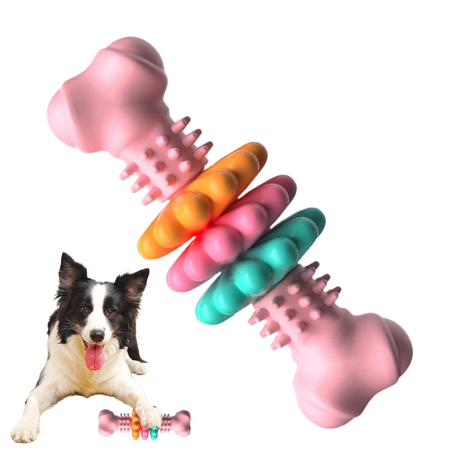 ARENVIA - Dog Chew Toy Dog Bone Type  Dogs Teeth Cleaning Toys Indestructible TPR Bone Chewing Bite Resistant Teething Toys  Pet Products
