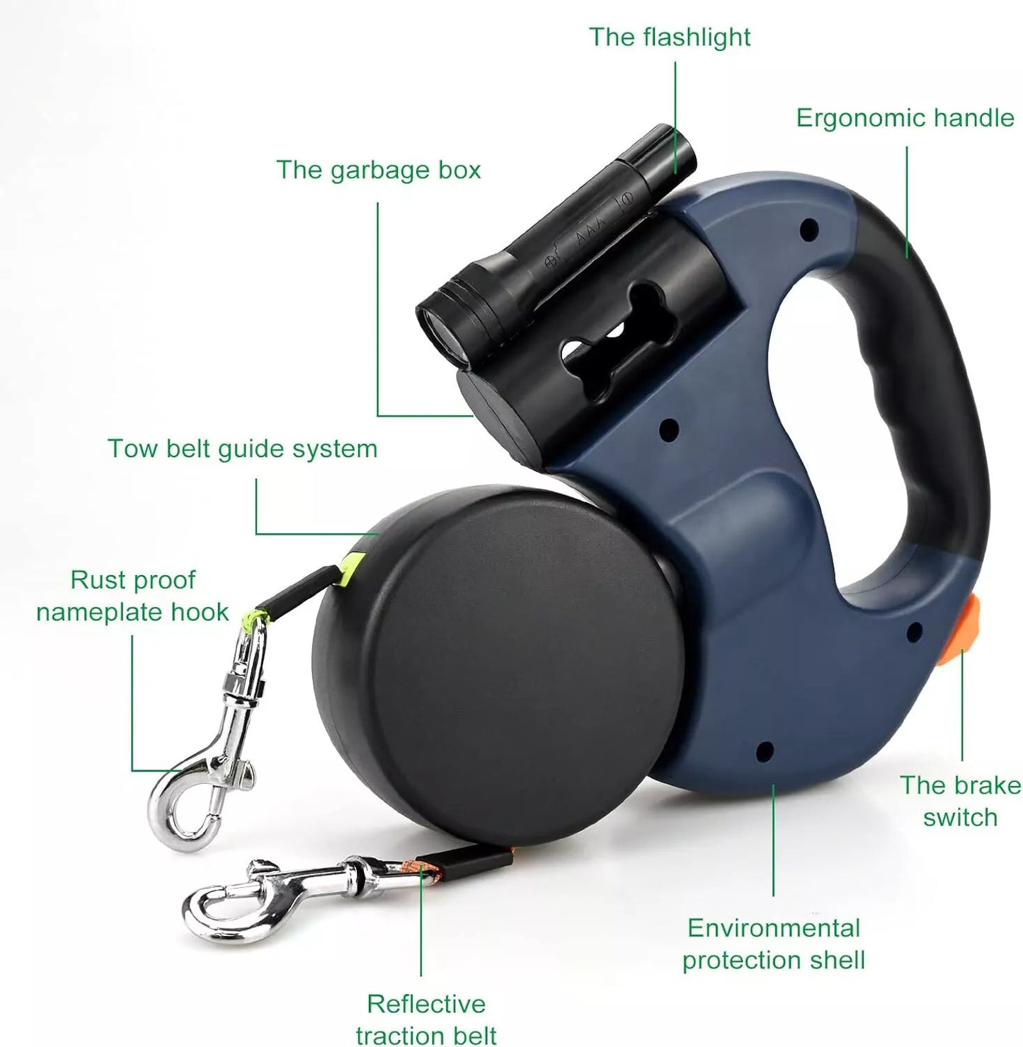 ARENVIA - Retractable Lead Leash Double  Dual Doggie 2 Dog 50 Pounds For Pet