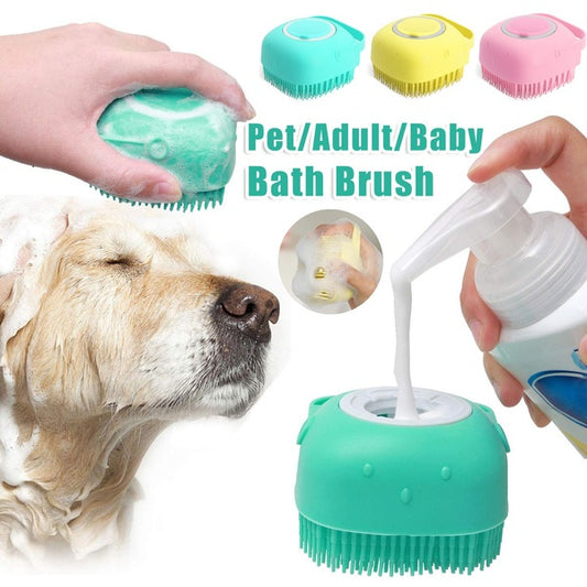 ARENVIA - Silicone Dog Bath Massage Gloves Brush Pet Cat Bathroom Cleaning Tool Comb Brush For Dog Can Pour Shampoo Dog Grooming Supplies
