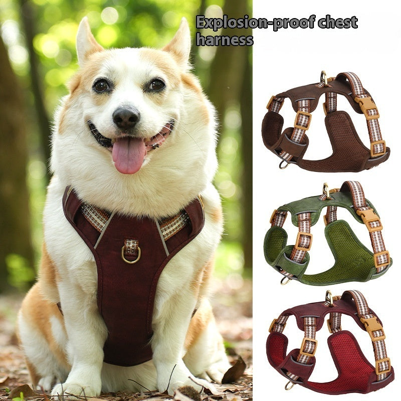ARENVIA - Explosion-proof Reflective Retro Leather Pet Harness