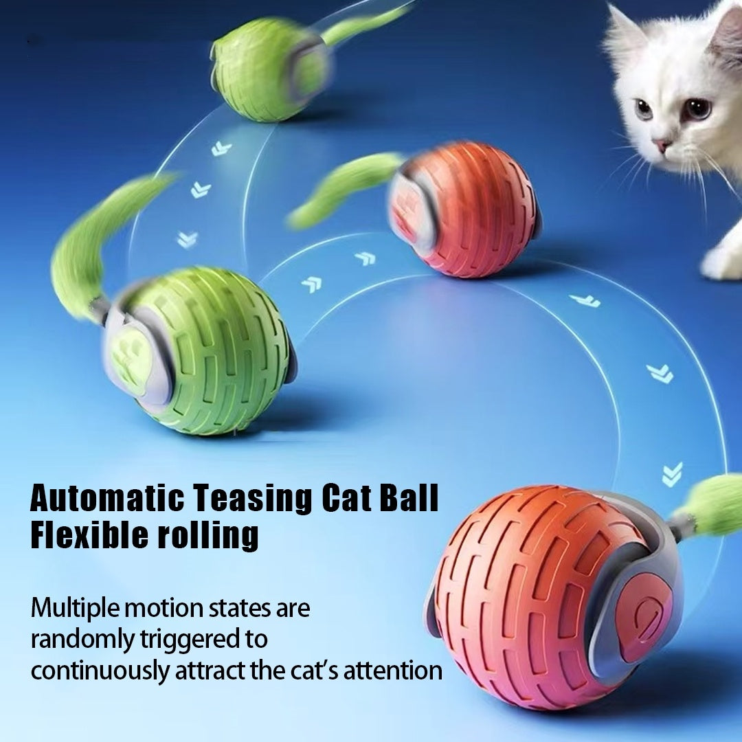 ARANVIE - New Interactive Cat Toys Ball Auto Electric Rolling Ball Toys For Cat Kitty Pets Smart Automatic Teaser USB Rechargeable Cat Toy Pet Products