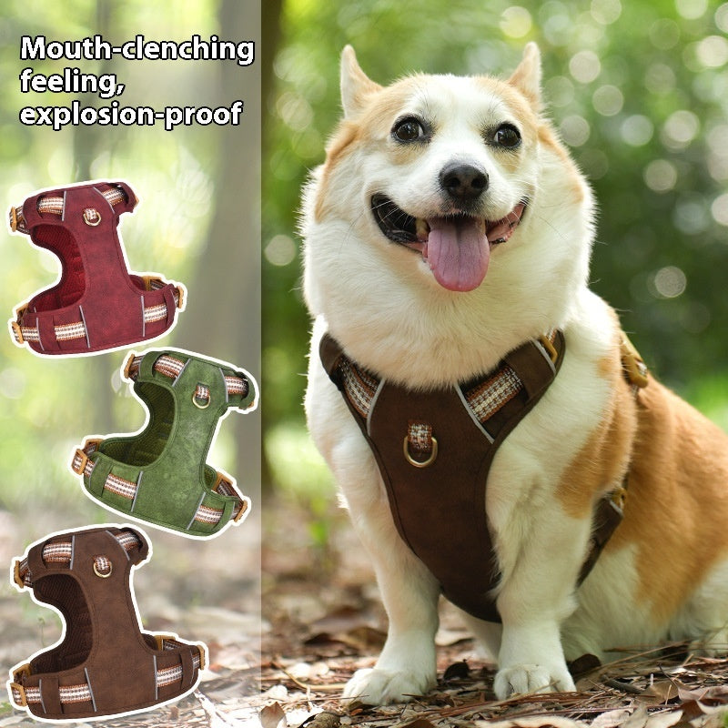 ARENVIA - Explosion-proof Reflective Retro Leather Pet Harness