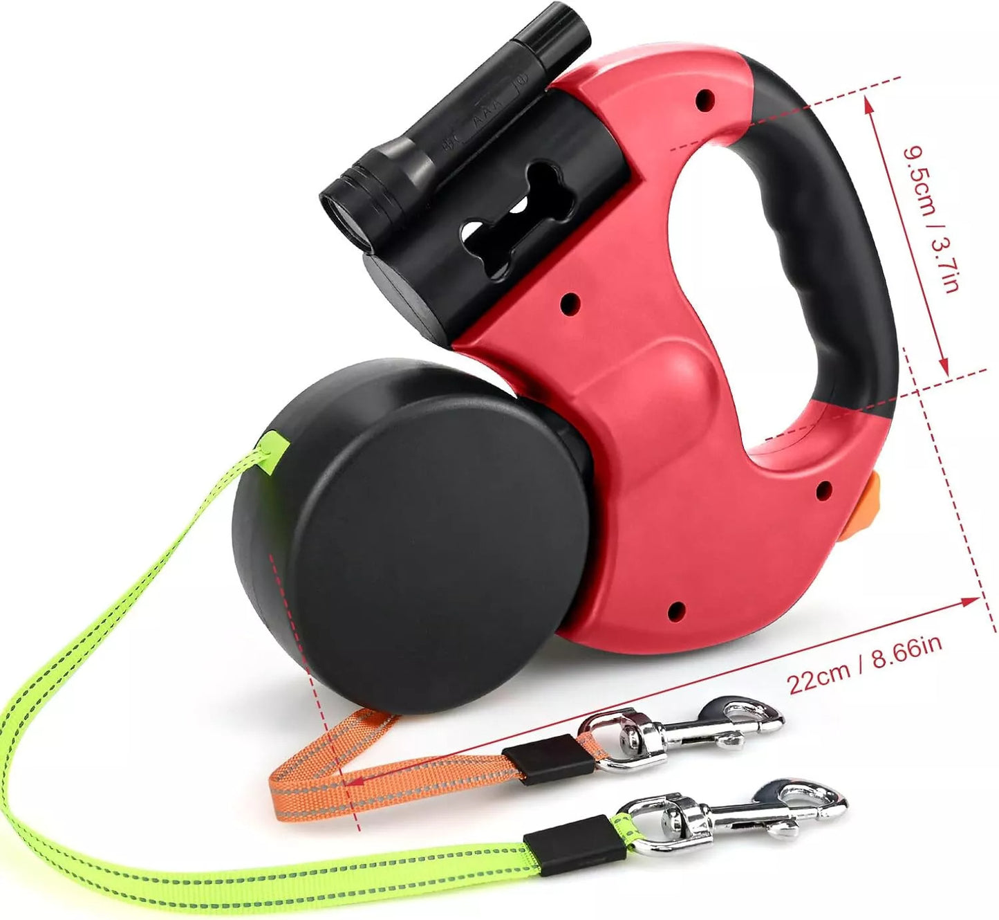 ARENVIA - Retractable Lead Leash Double  Dual Doggie 2 Dog 50 Pounds For Pet