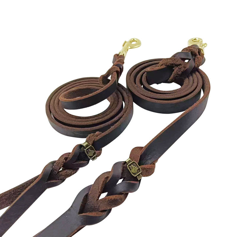 ARENVIA - Pet Supplies German Shepherd Hand Holding Rope Cowhide Dog Leash Hand-knitted Medium And Large