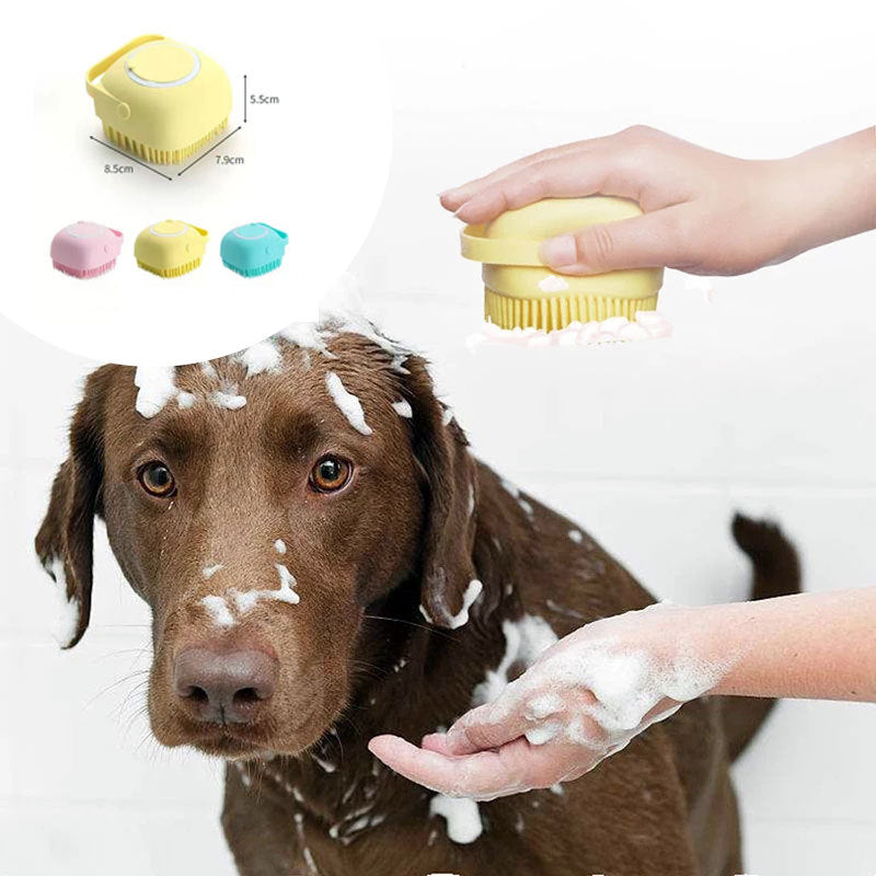 ARENVIA - Silicone Dog Bath Massage Gloves Brush Pet Cat Bathroom Cleaning Tool Comb Brush For Dog Can Pour Shampoo Dog Grooming Supplies