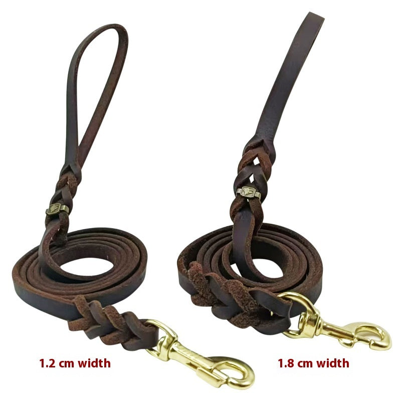 ARENVIA - Pet Supplies German Shepherd Hand Holding Rope Cowhide Dog Leash Hand-knitted Medium And Large