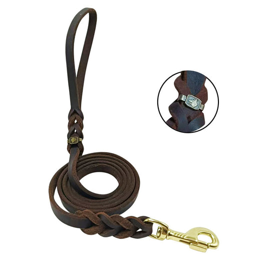 ARENVIA - Pet Supplies German Shepherd Hand Holding Rope Cowhide Dog Leash Hand-knitted Medium And Large