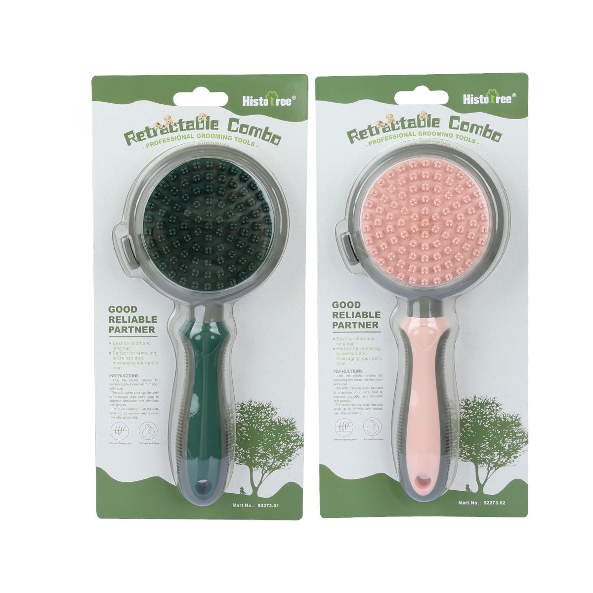 ARENVIA - Pet Hair Removal Comb Cat Brush Self Cleaning Slicker Brush Hair Removal Double-sided Massage
